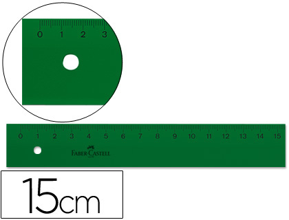 Regla Faber Castell plástico verde 15cm.